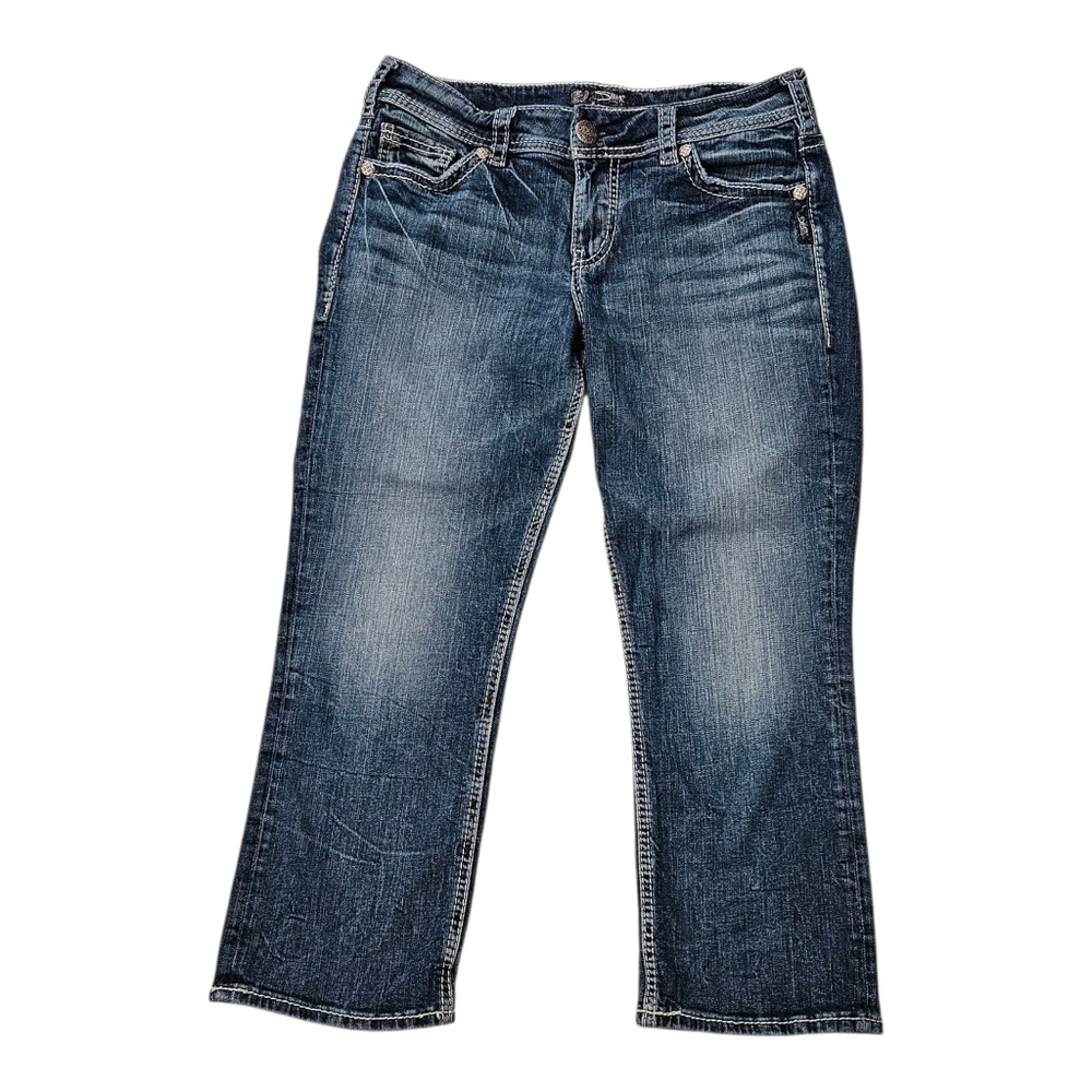 Silver Suki Mid Capri Super Stretch Jeans Women's 30 Embellished Pockets